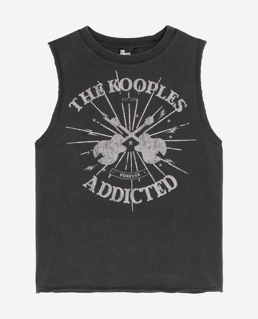 The Kooples WOMEN BLACK WASHED tank top with faded black screen print