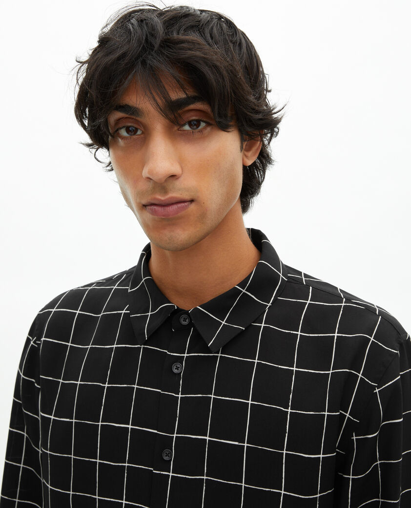 The Kooples MEN BLACK WHITE black plaid shirt