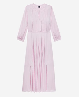 The Kooples FEMME PALE PINK robe longue rose avec plissage