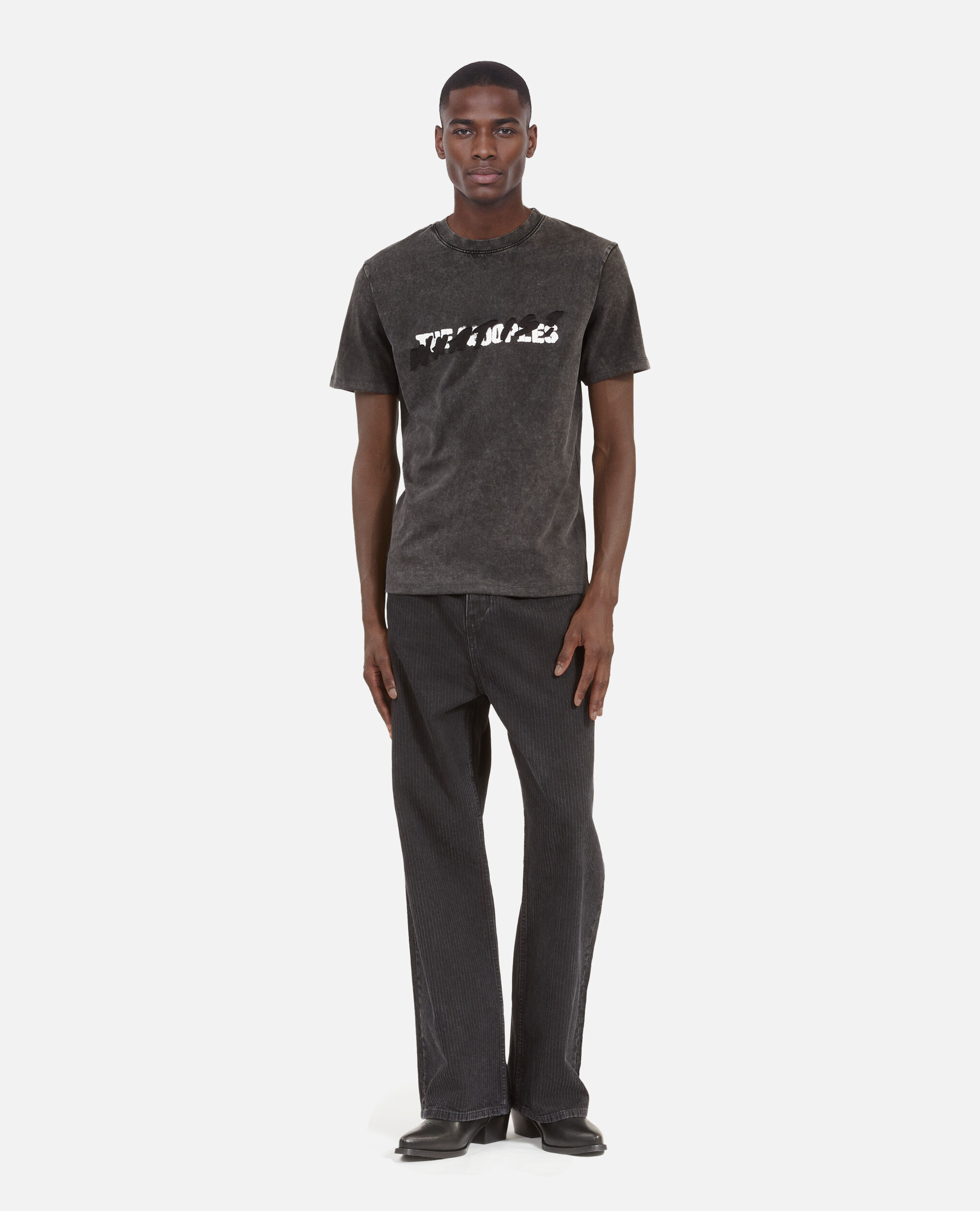 Schwarzes T-Shirt mit „What is“-Schriftzug, BLACK WASHED, hi-res image number null