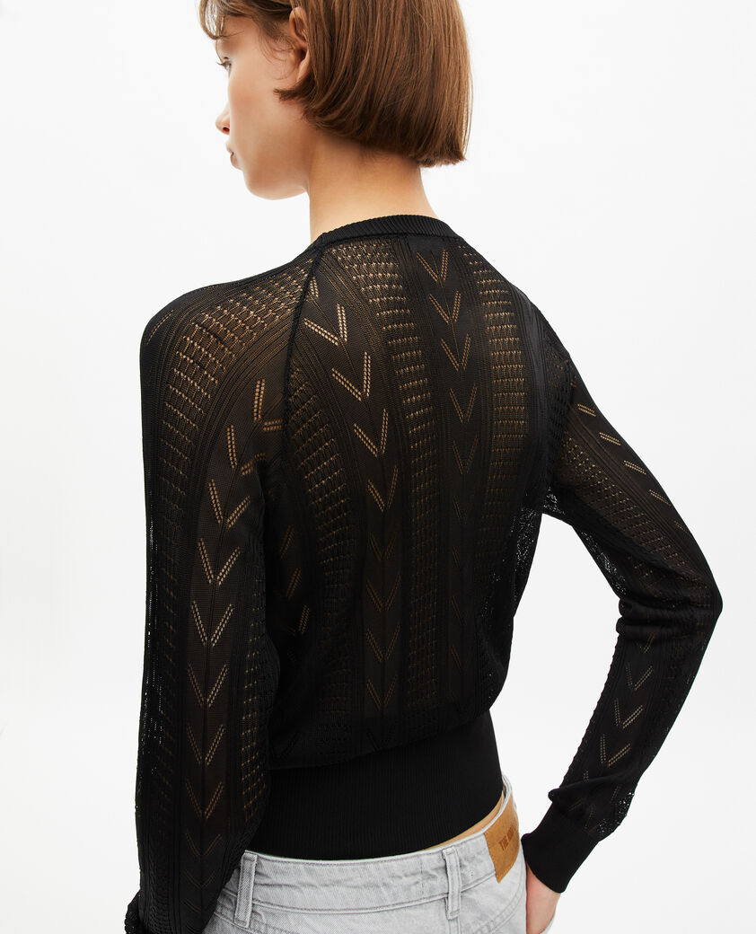 The Kooples FEMME BLACK pull à dos transparent noir