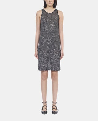 The Kooples FEMME BLACK robe courte à sequins en maille noire