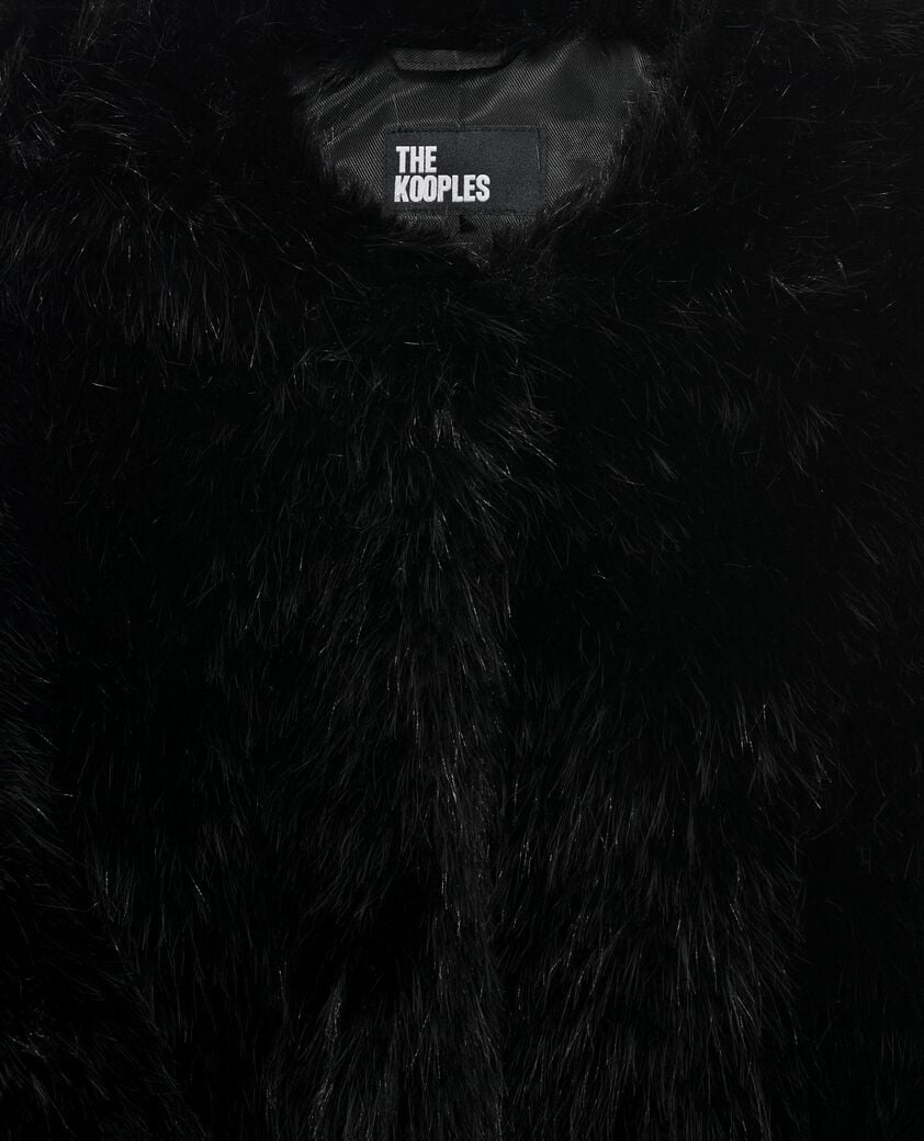 The Kooples FEMME BLACK manteau court effet fourrure noir