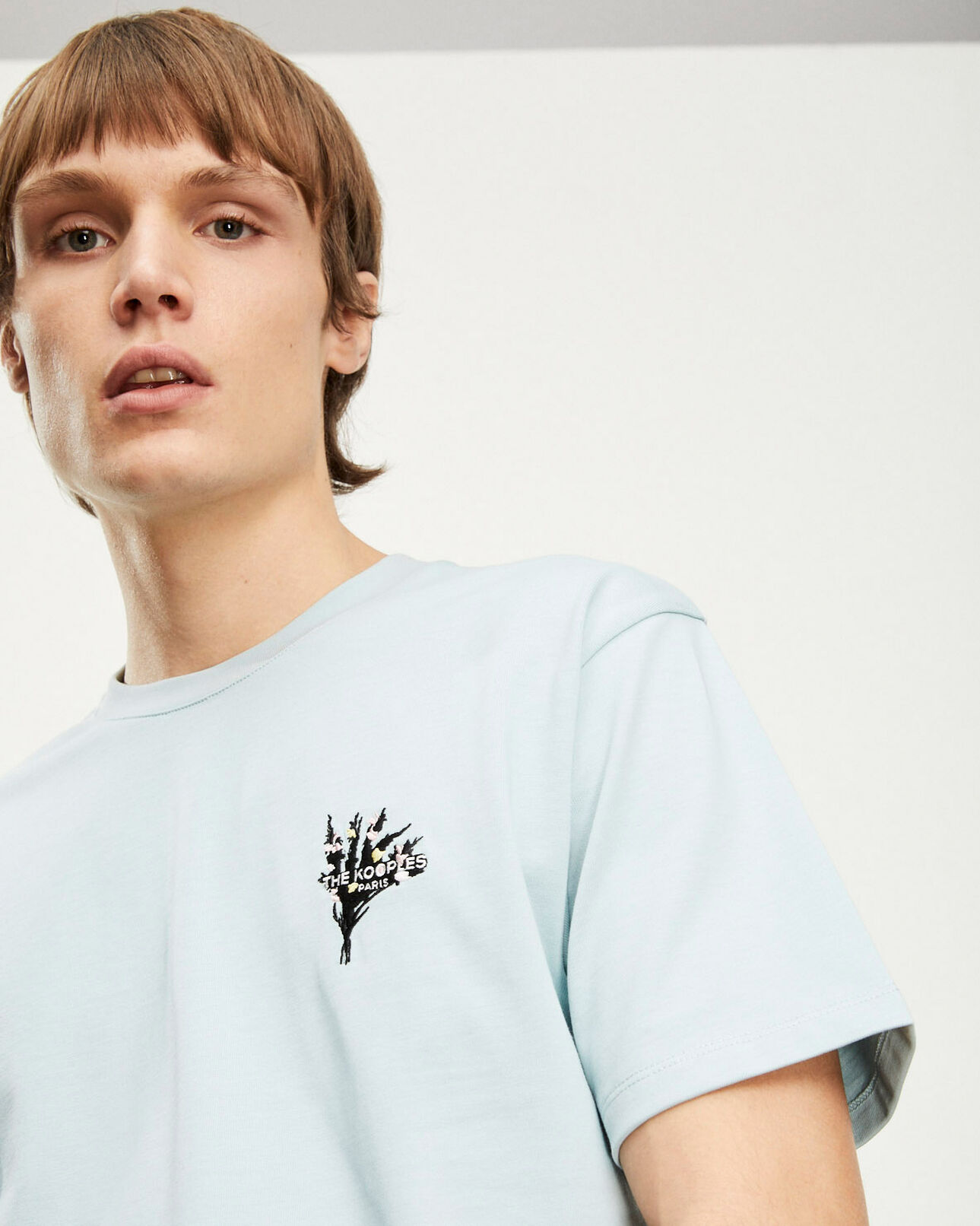 The Kooples MEN MINT mint green cotton t-shirt w/flowers