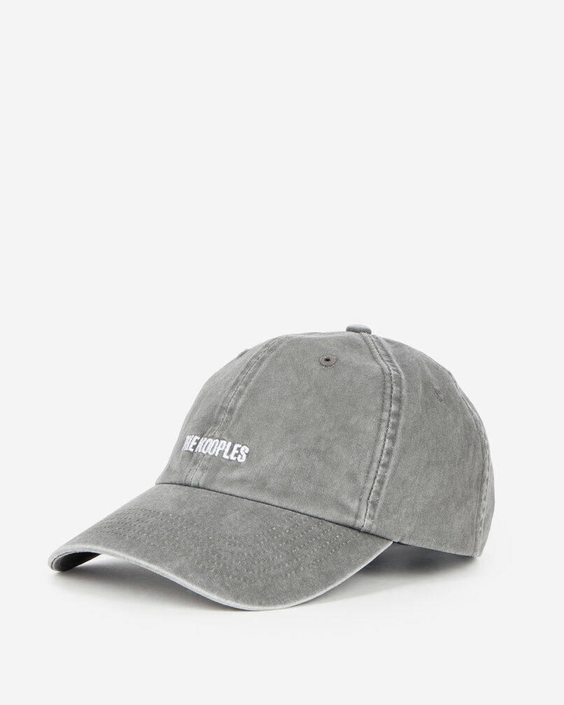 The Kooples MIXED BLACK WASHED black embroidered logo cap