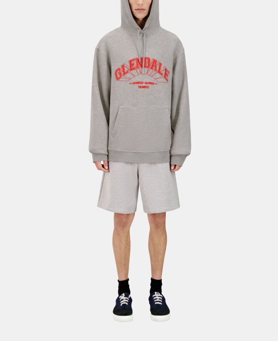 The Kooples MEN ARDOISE grey hoodie with glendale serigraphy