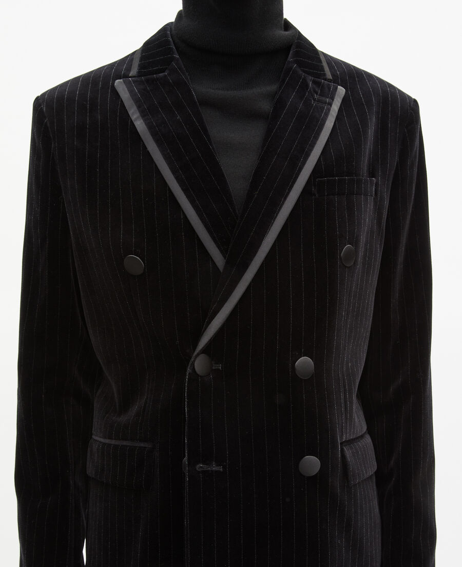 The Kooples MEN BLACK double-breasted suit jacket in black velvet