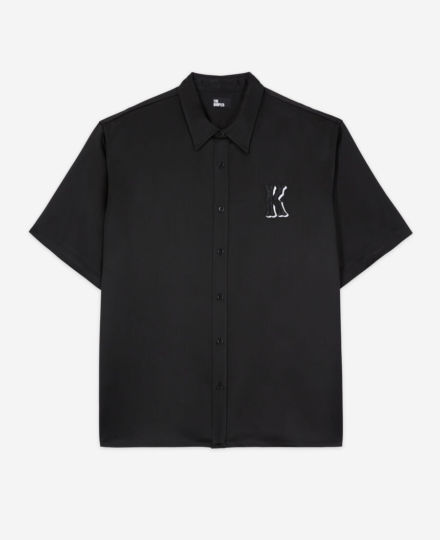 casual black embroidered shirt