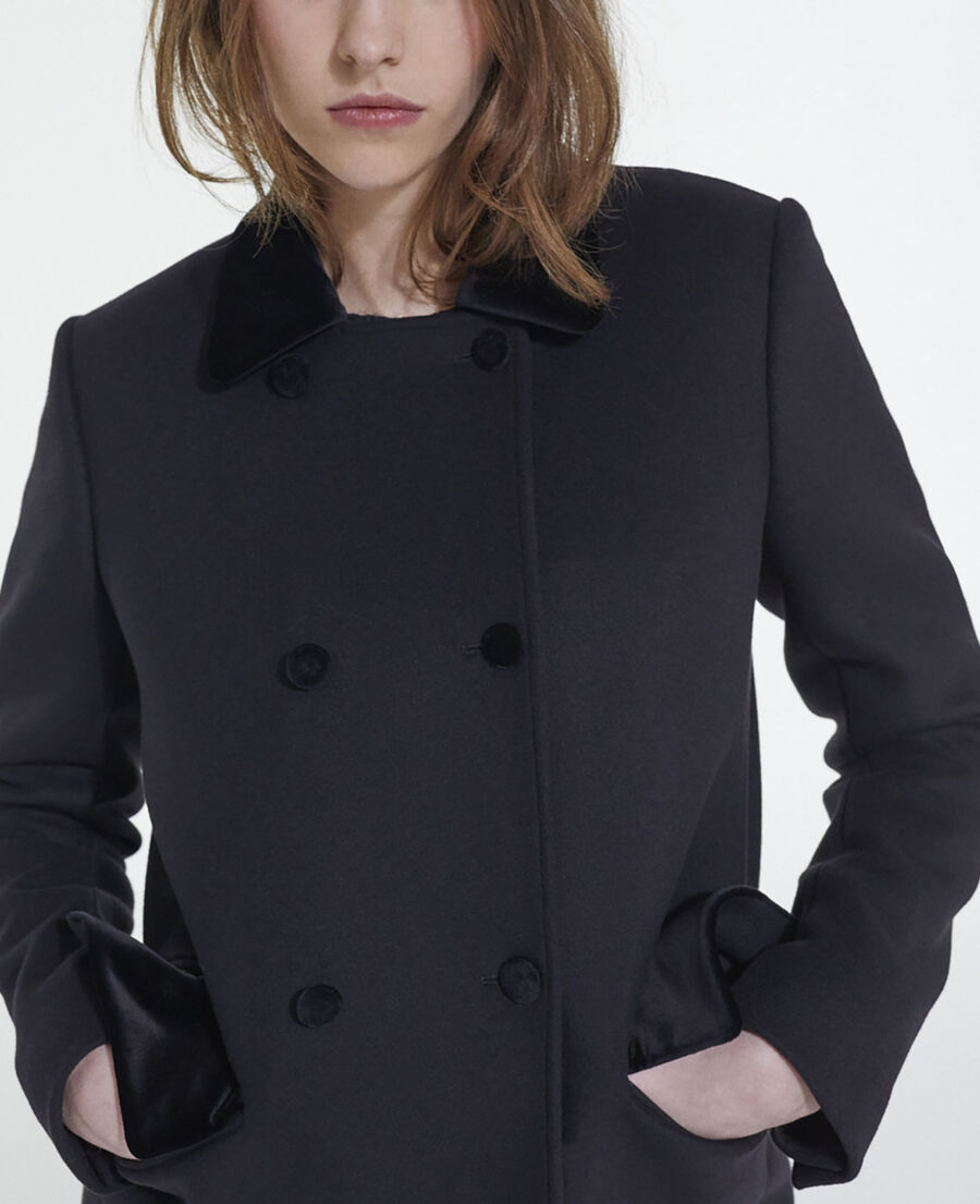 manteau en laine et cachemire noir