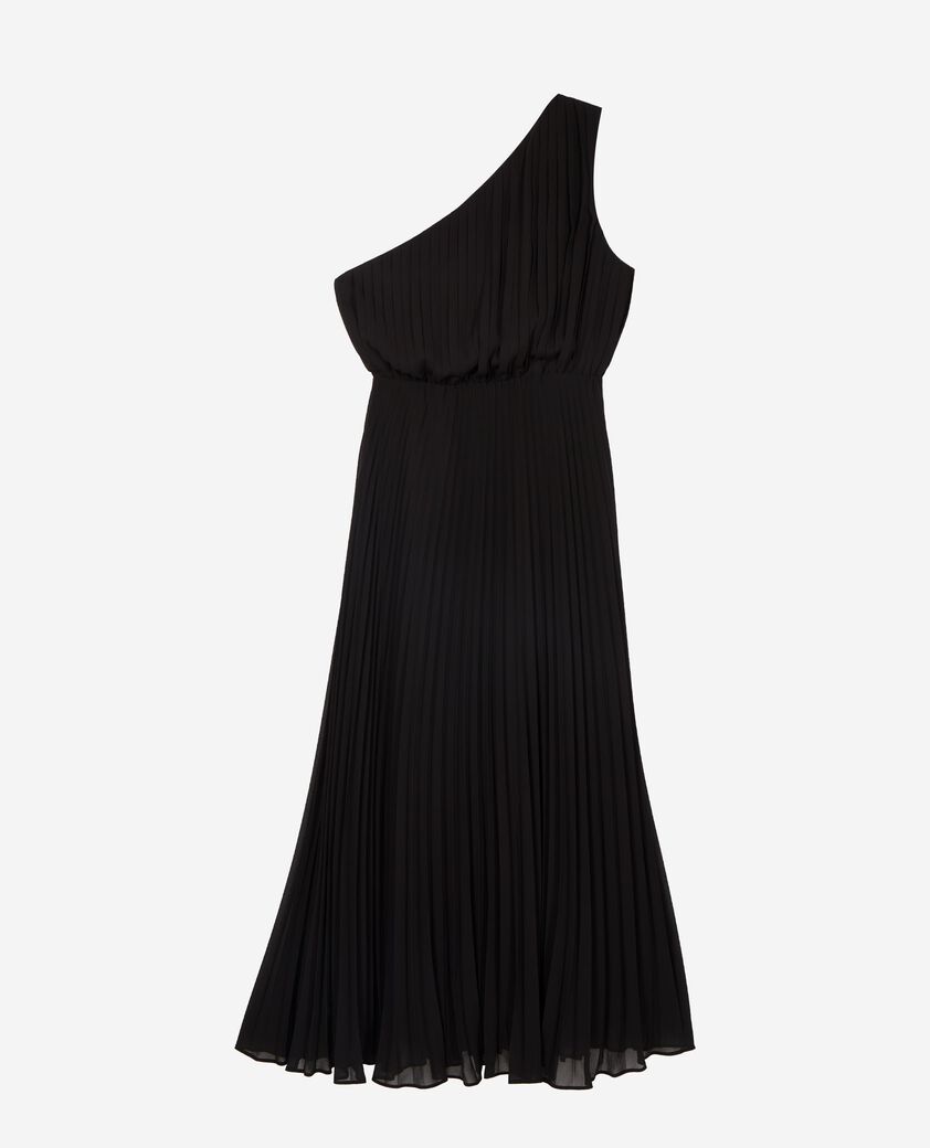 The Kooples WOMEN BLACK black asymmetrical pleated maxi dress