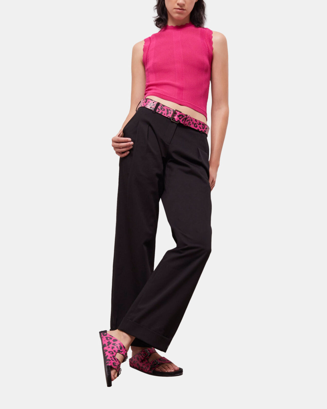 The Kooples FEMME PINK sandales imprimées à double bride en cuir
