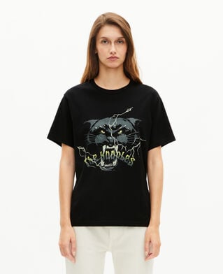 The Kooples FEMME BLACK WASHED t-shirt avec s&eacute;rigraphie &agrave; strass noir