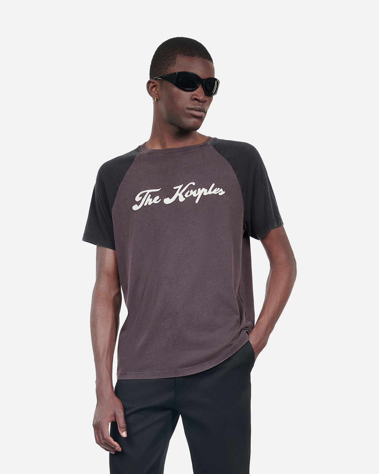 The Kooples MEN BLACK WASHED black next collection serigraphy t-shirt