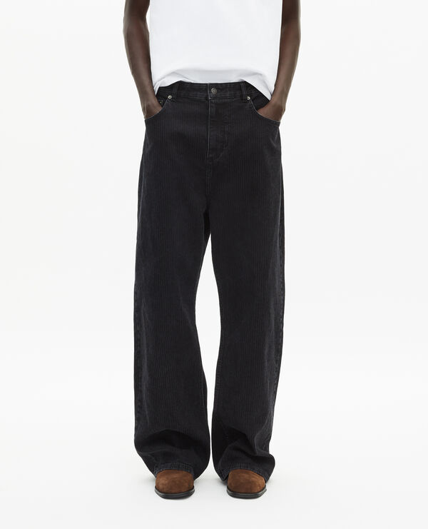 The Kooples HOMME BLACK WASHED jean baggy effet côtelé noir