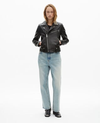 The Kooples WOMEN BLACK black leather biker jacket