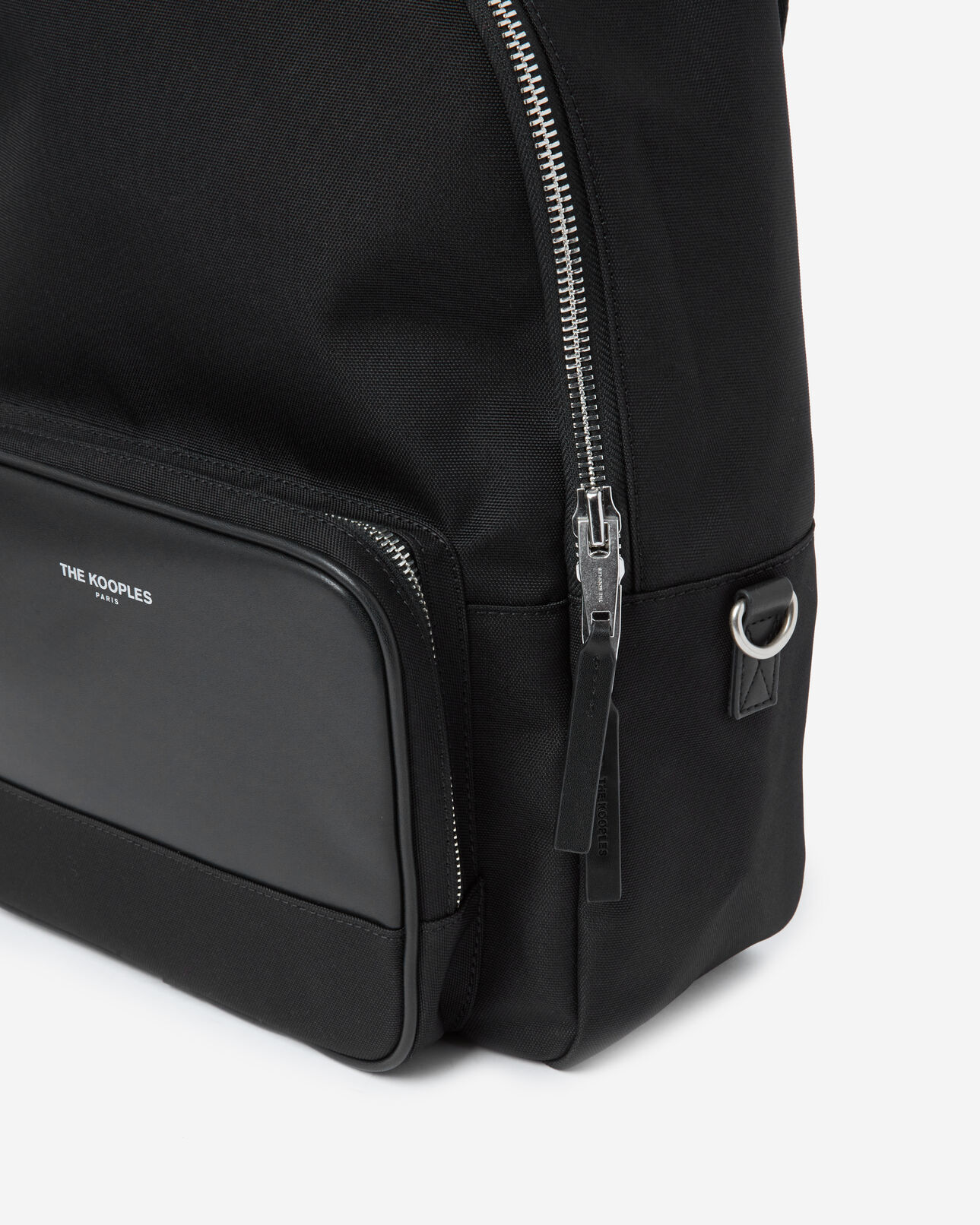 The Kooples HOMME BLACK sac à dos noir détail poche similicuir