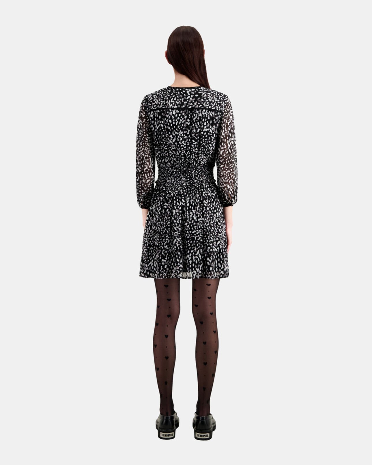 The Kooples FEMME BLACK WHITE robe courte imprimée avec smocks