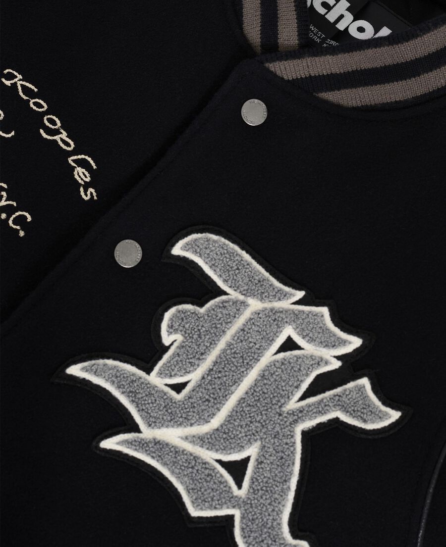 The Kooples HOMBRE BLACK chaqueta universitaria de cuero negra the kooples x schott nyc