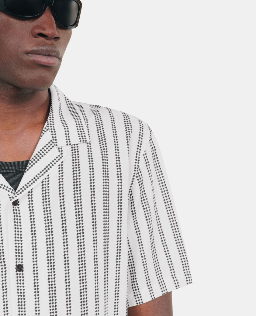 The Kooples HOMBRE ECRU BLACK camisa de manga corta con estampado de pata de gallo