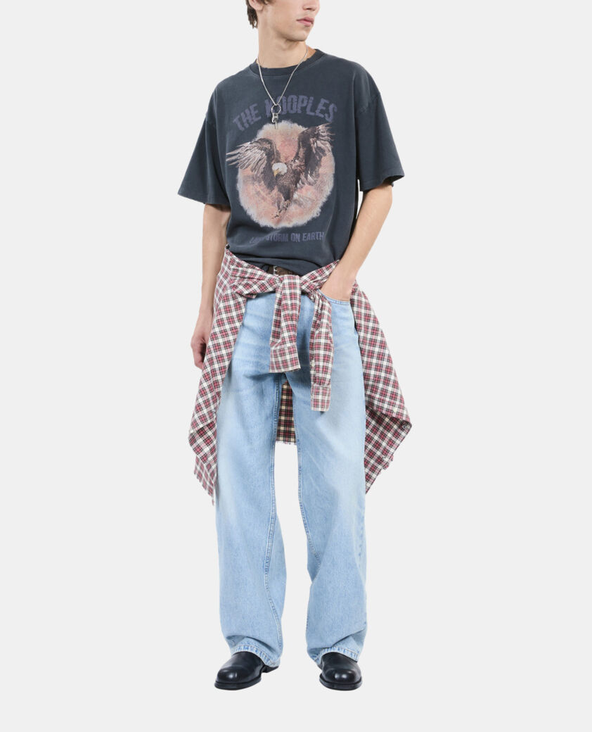 The Kooples H BLACK WASHED black t-shirt with serigraphy