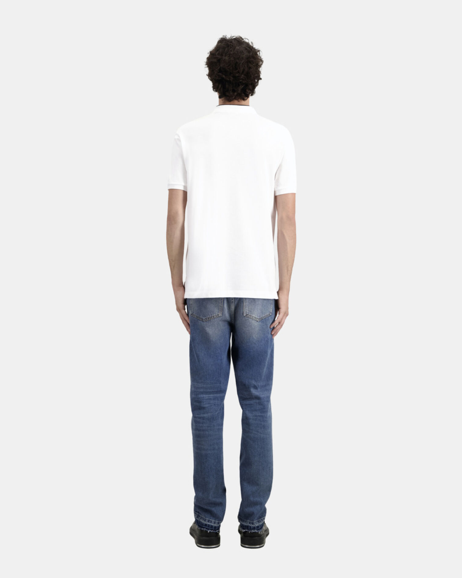 White cotton polo t-shirt, WHITE, hi-res image number null