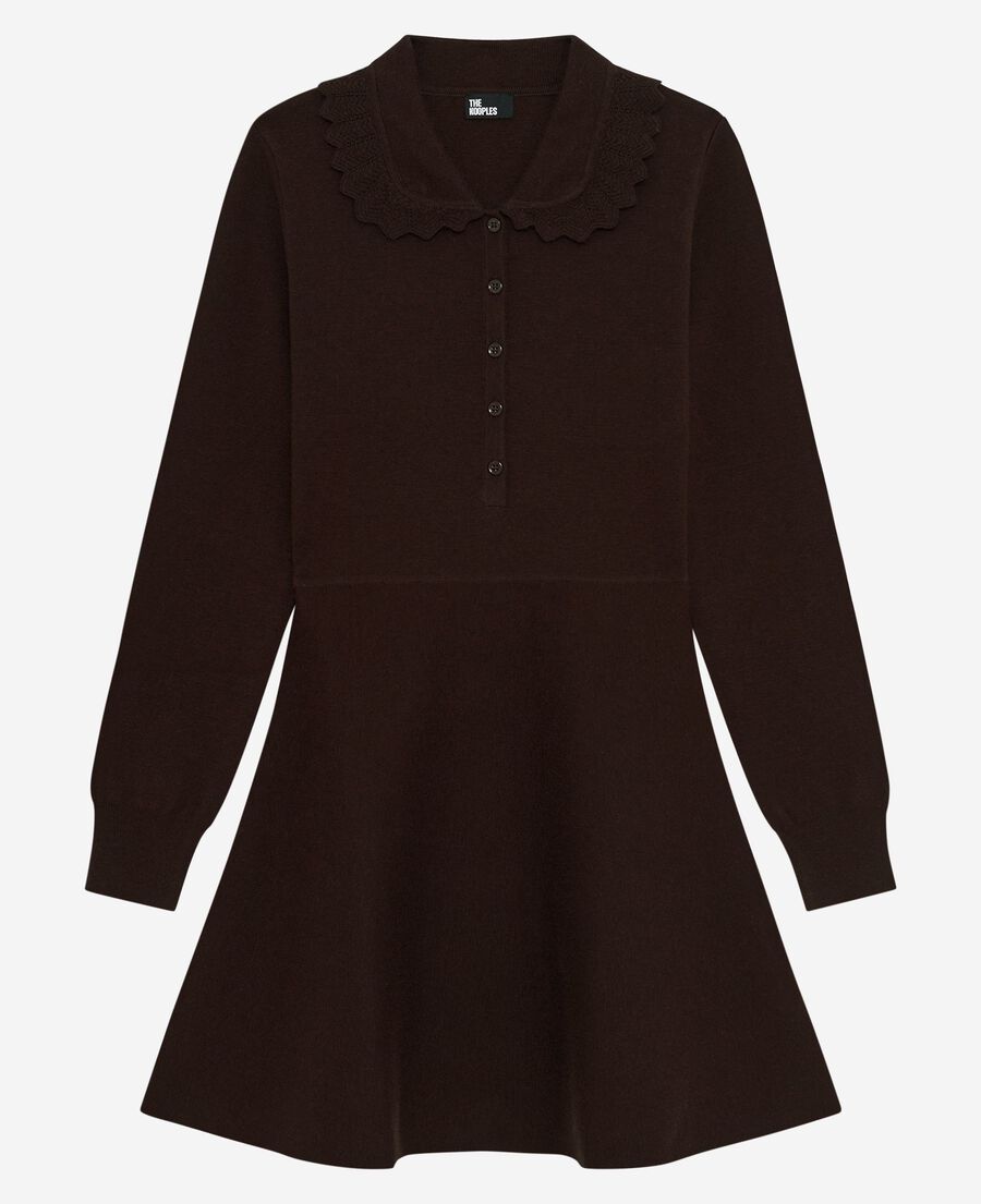 The Kooples FEMME CHOCOLATE robe courte en maille marron