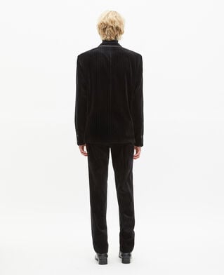 The Kooples HOMME BLACK veste de costume coupe droite en velours noir
