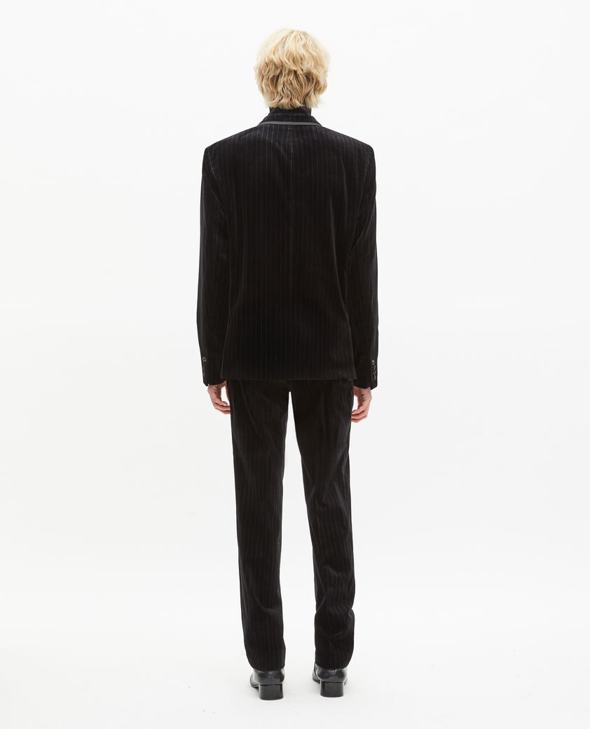 The Kooples H BLACK black velvet straight-cut suit jacket