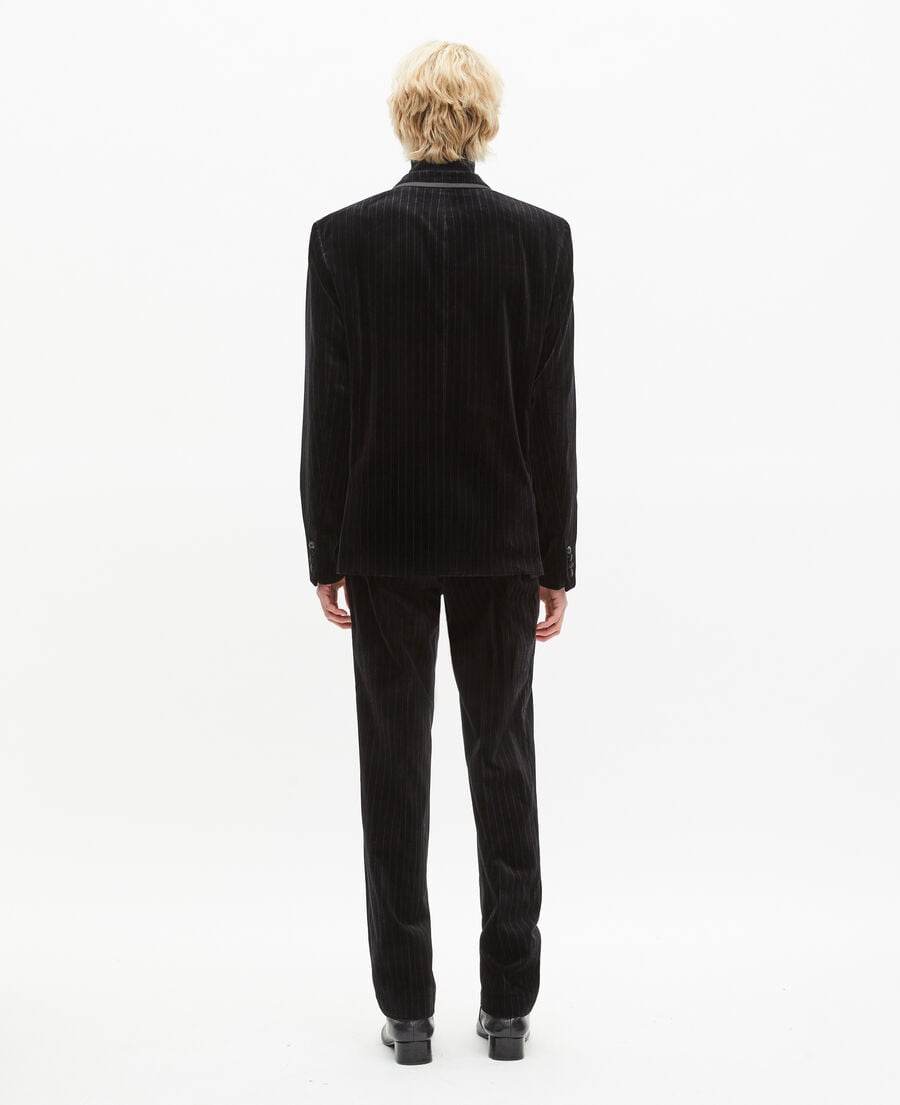 The Kooples HOMME BLACK veste de costume coupe droite en velours noir