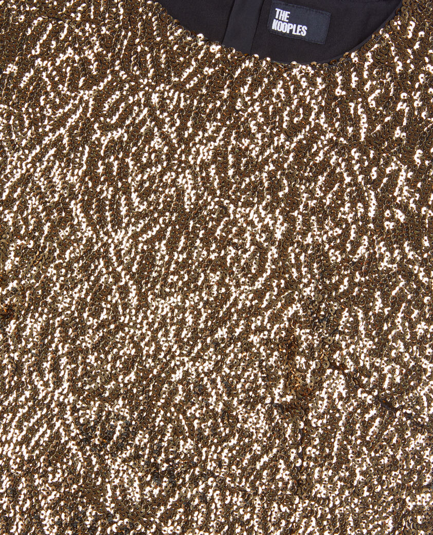 The Kooples WOMEN GOLD short dress with golden sequins