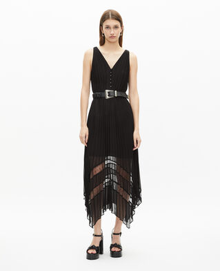 The Kooples WOMEN BLACK black pleated long dress