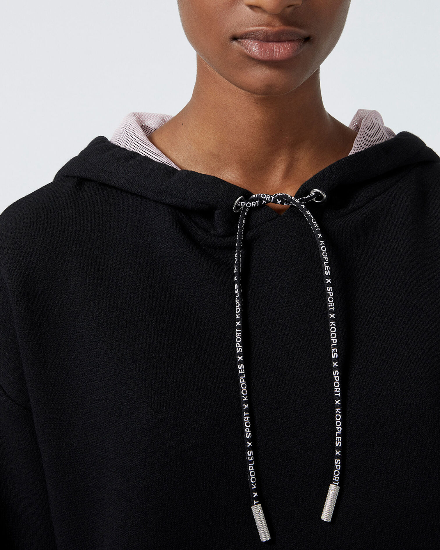 Black sweatshirt with hood and logo, BLACK, hi-res image number null