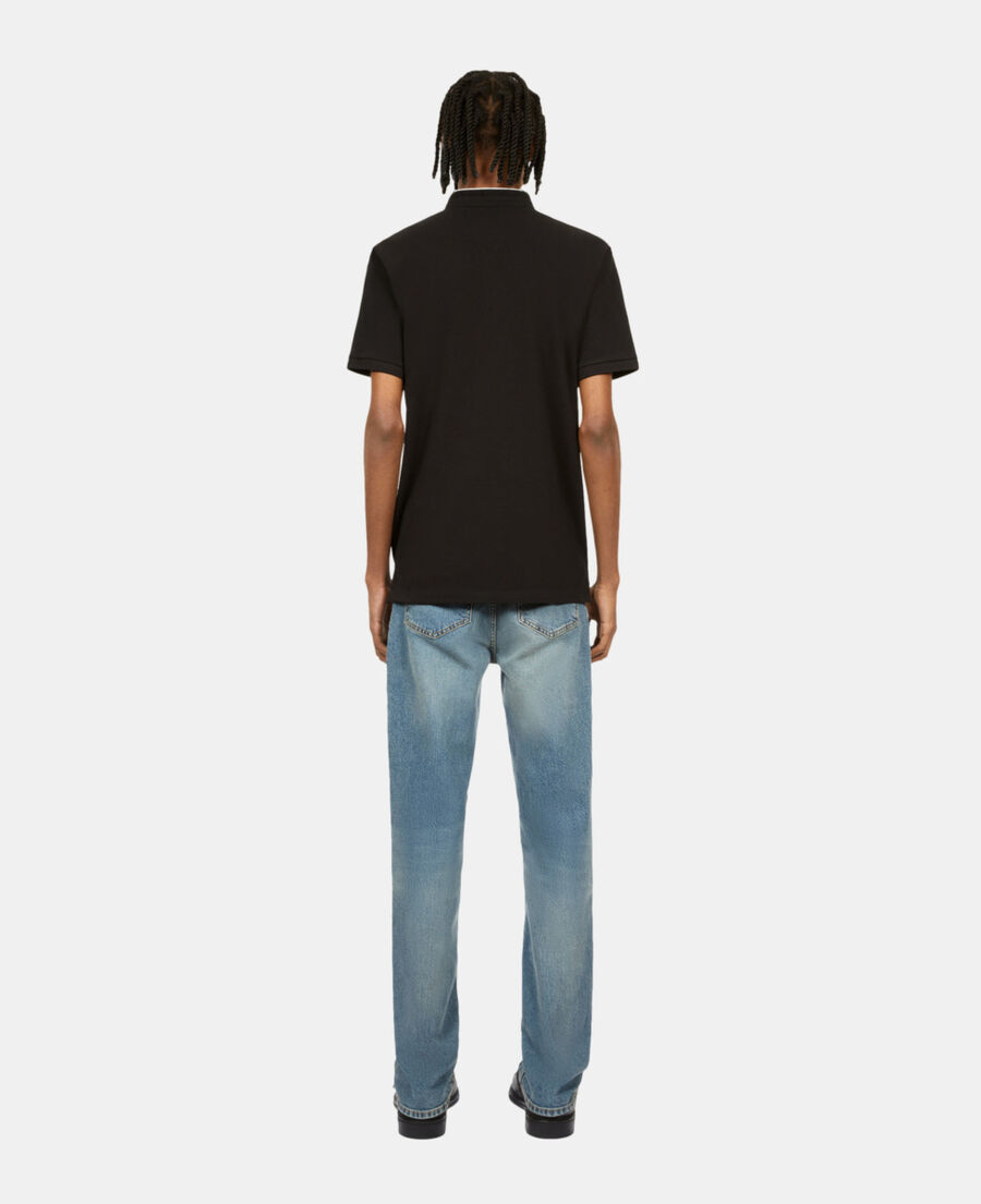 The Kooples H BLACK / WHITE black pique cotton polo t-shirt