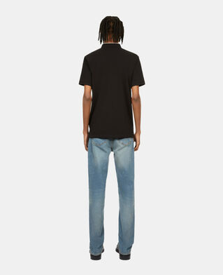 The Kooples H BLACK / WHITE black pique cotton polo t-shirt