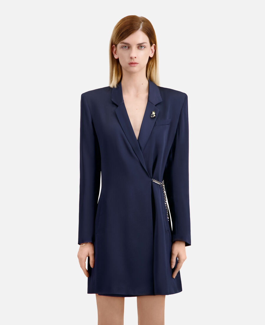 robe tailleur courte bleu marine avec chaîne