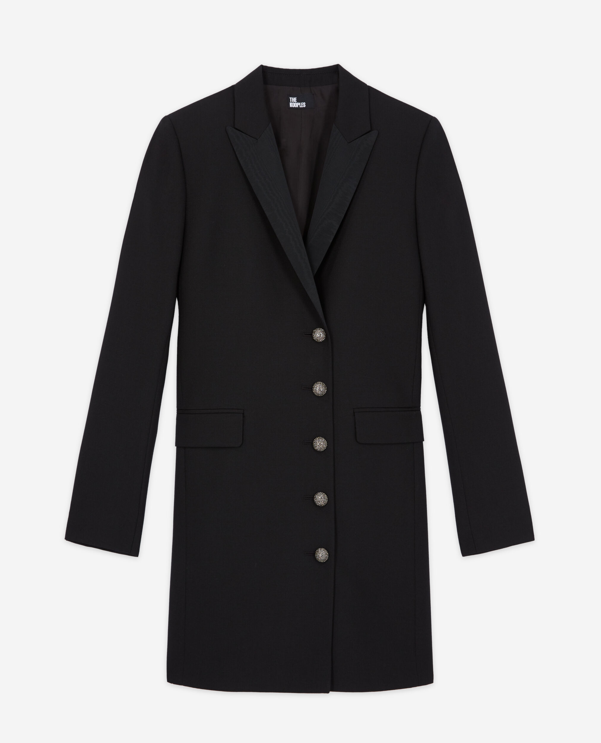 Robe courte en laine noire, BLACK, hi-res image number null