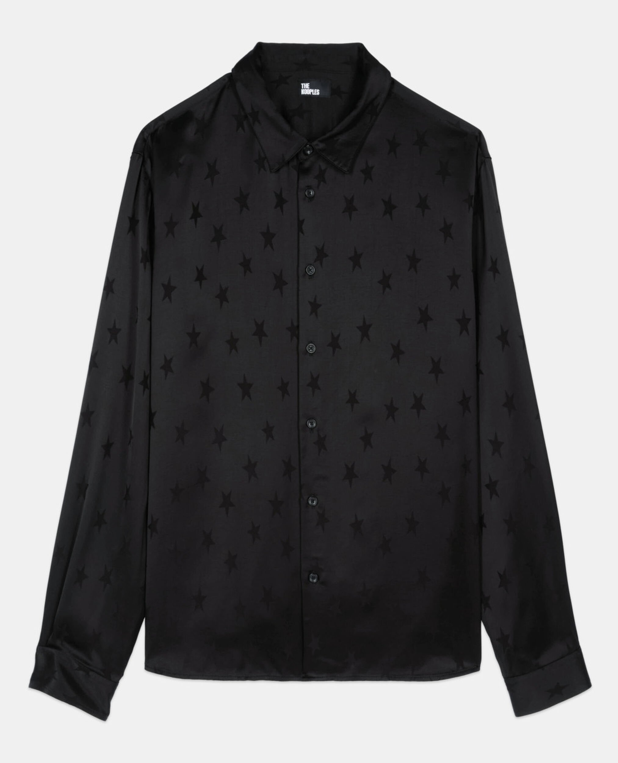 Black jacquard shirt with stars, BLACK, hi-res image number null