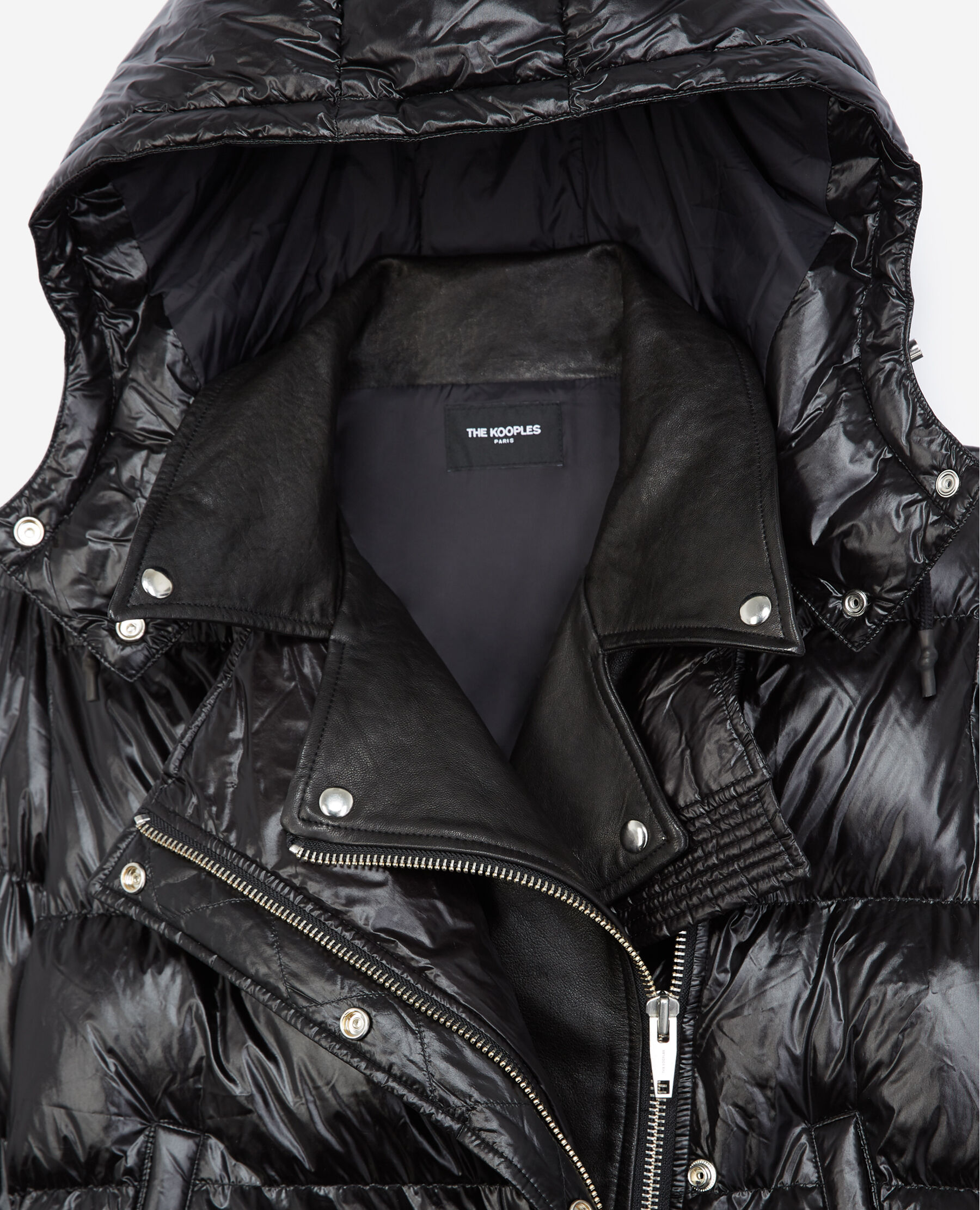 Black down jacket with leather collar The Kooples