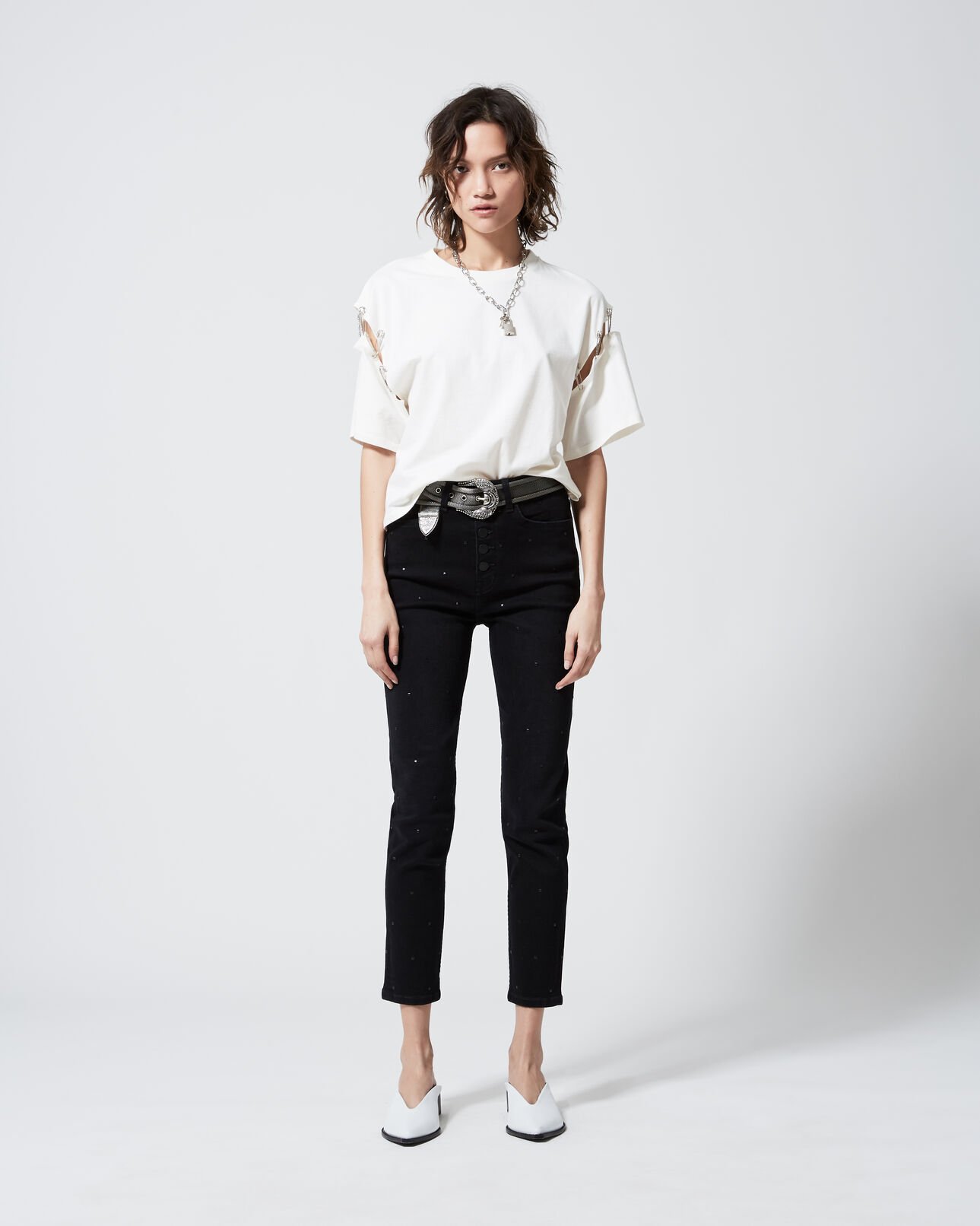 The Kooples WOMEN BLACK black jeans with studs