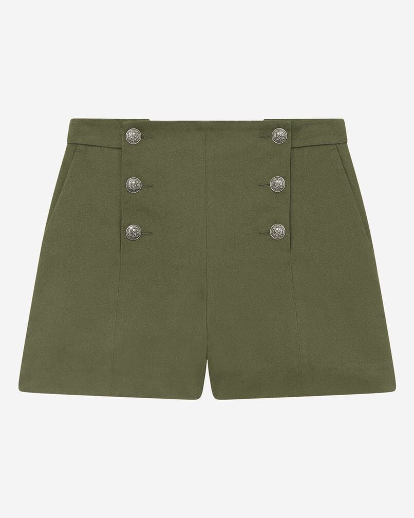 The Kooples WOMEN KAKI khaki double-breasted straight shorts