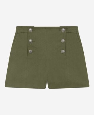 The Kooples WOMEN KAKI khaki double-breasted straight shorts