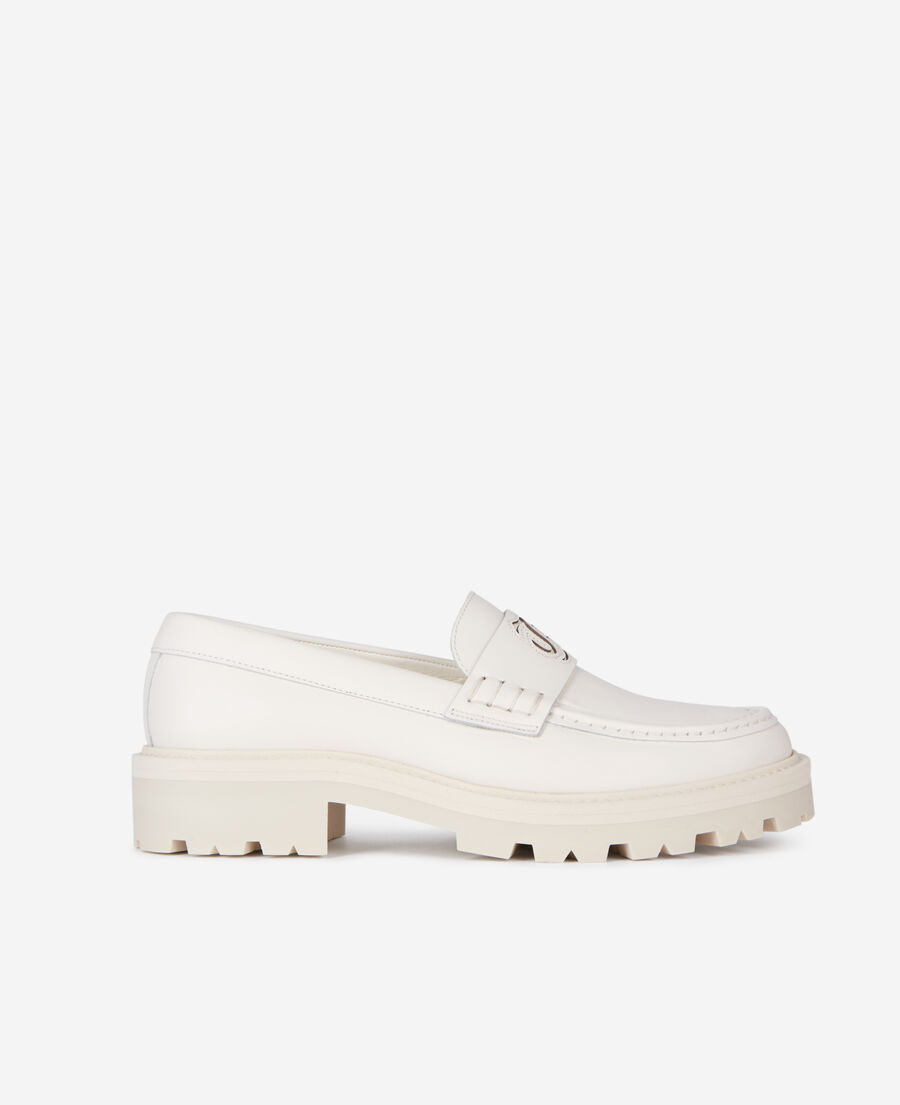 The Kooples F ECRU ecru leather moccasins