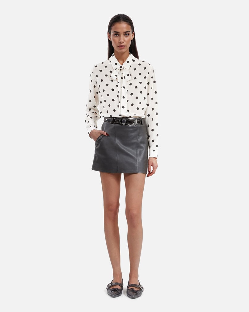 The Kooples FEMME BLACK STONE jupe courte en cuir noire