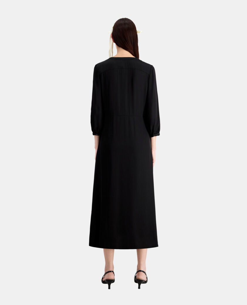 The Kooples WOMEN BLACK long black dress with pleating