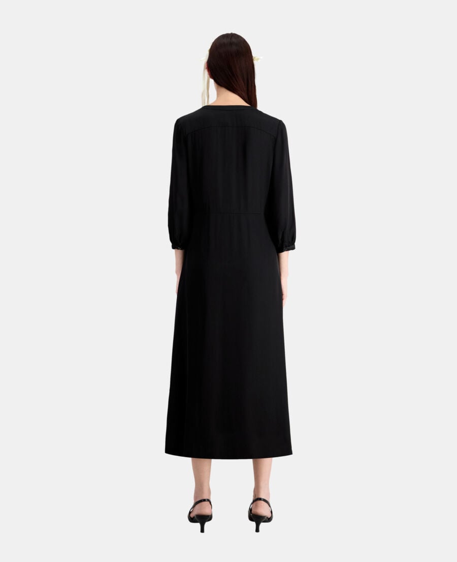 The Kooples FEMME BLACK robe longue noire avec plissage