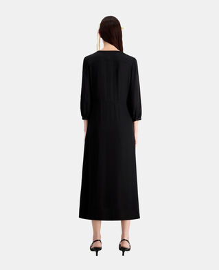 The Kooples FEMME BLACK robe longue noire avec plissage