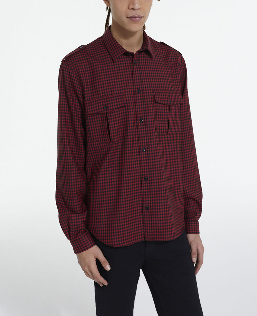 check wool shirt with classic collar