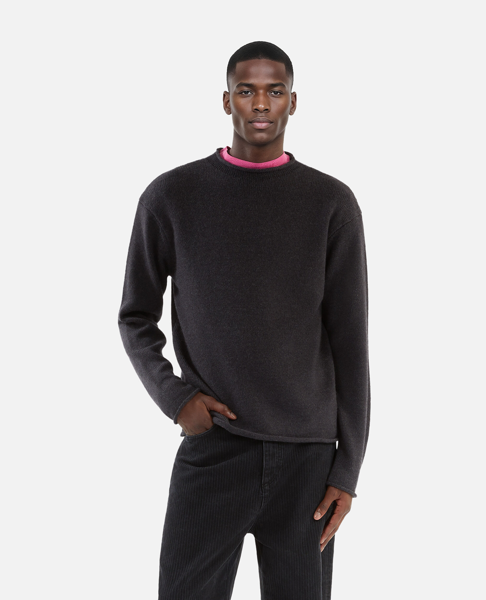 Gray wool sweater, MIDDLE GREY MEL, hi-res image number null
