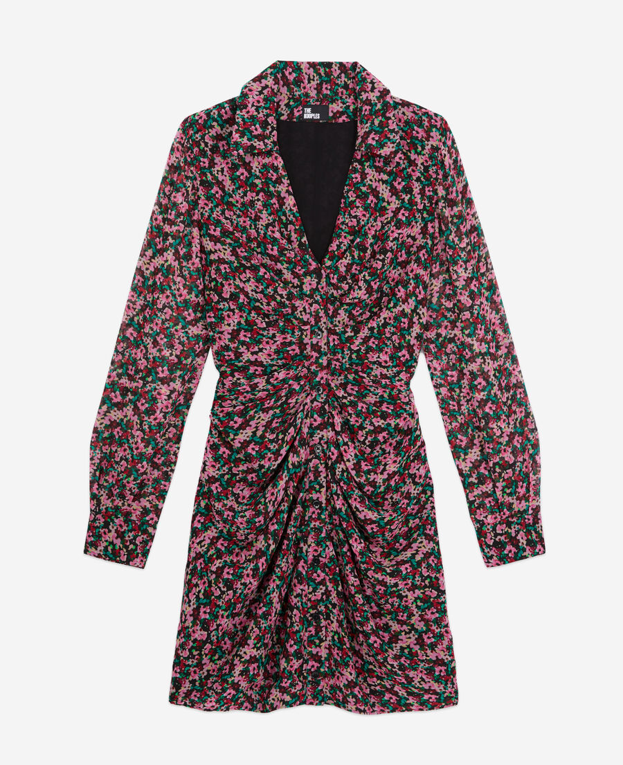 The Kooples F MULTICOLOR short printed dress with shirring