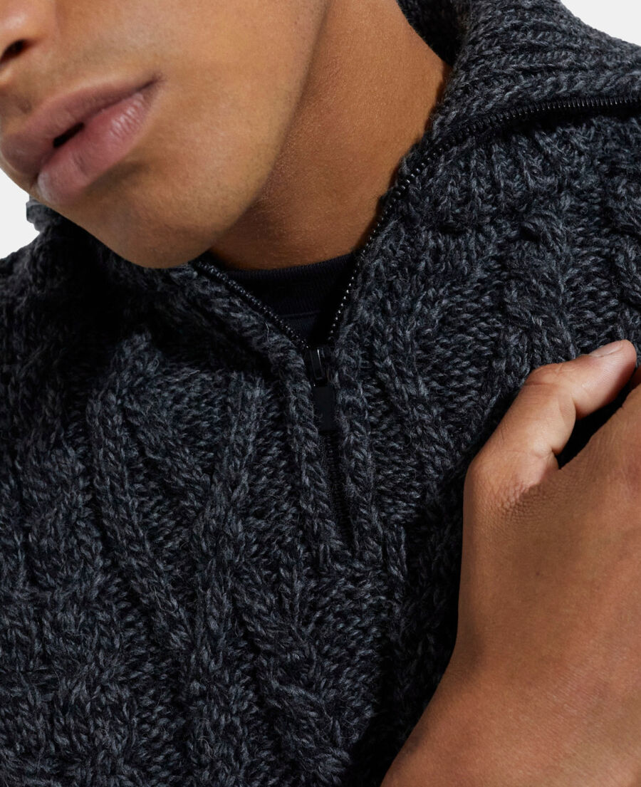 gray wool roll neck sweater